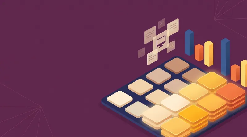 A sliding-tile board with the biggest golden tiles gathered in one corner, beside a bar chart of simulated games